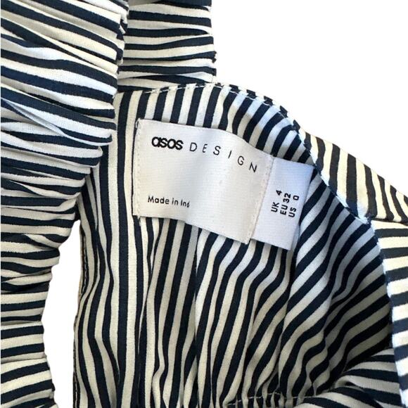 ASOS Design - Wide Strap Channel Waist Mini Striped Sundress in White & Blue - Picture 3 of 4